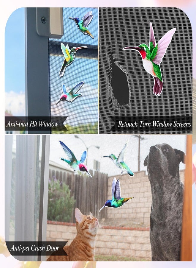 Eaasty 12 Pcs Hummingbird Screen Door Magnets Hummingbird Saver Magnets Flexible Magnetic Decals Decorative Double Sided Magnetic Screen Stickers for Window Patio Sliding Doors Protector - Image 3